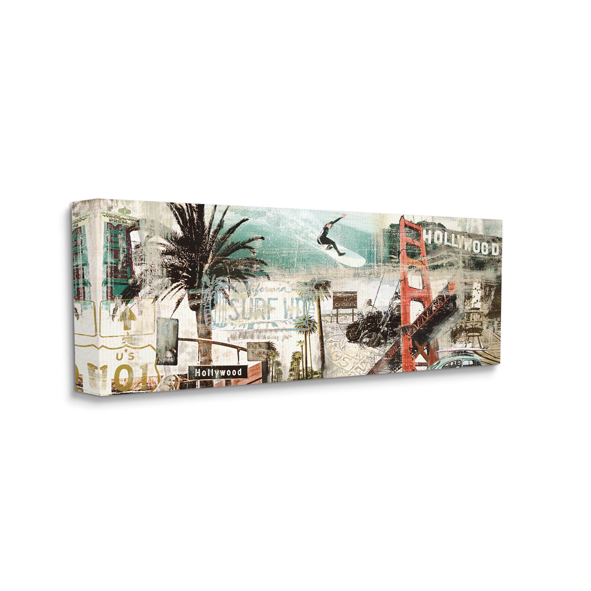 Stupell Industries Vintage California Collage Urban City Landmarks Canvas Wall Art